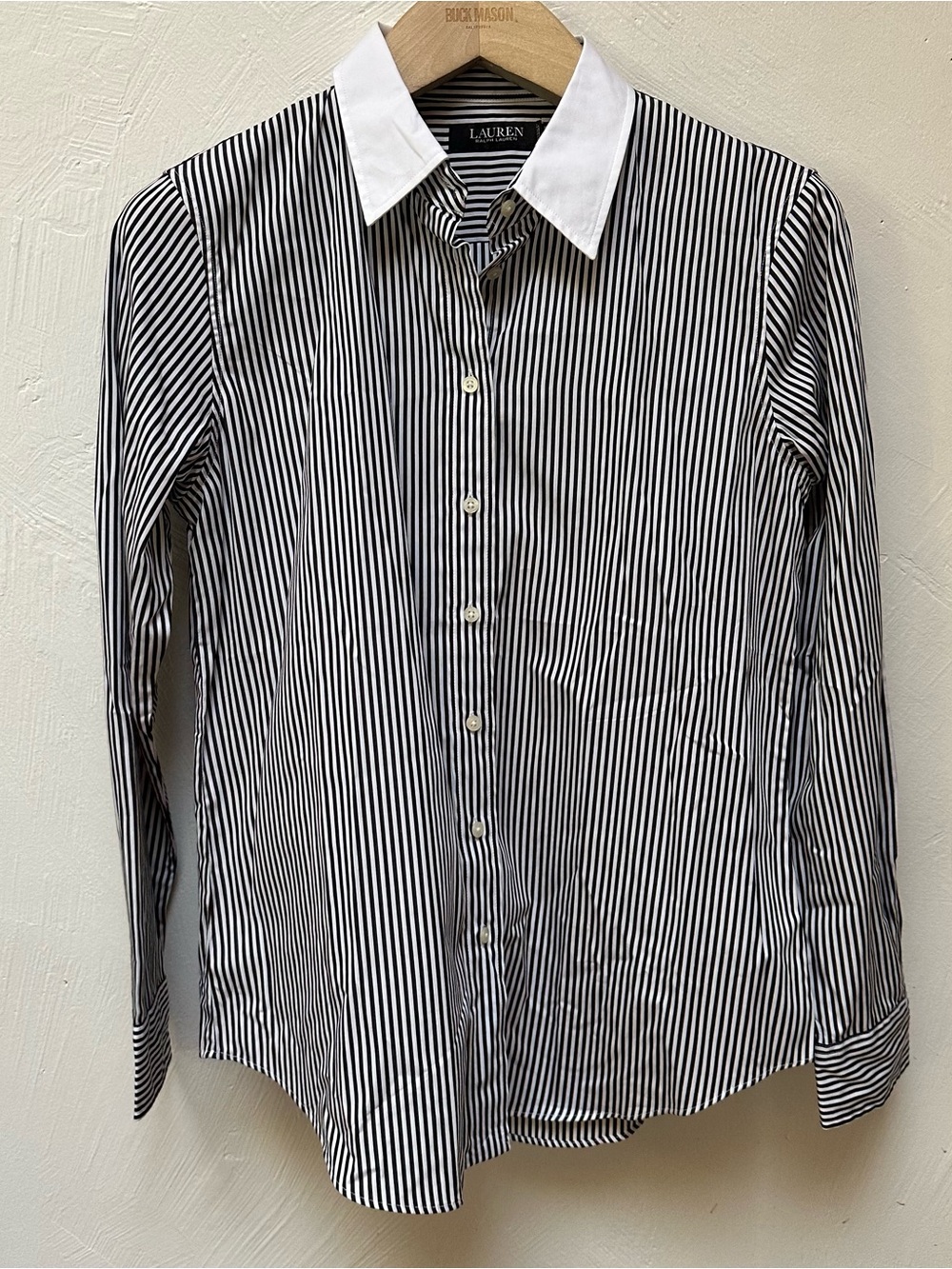 Lauren Ralph Lauren Black and White Striped Button-Down Shirt - NWT